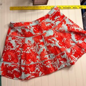 Vibrant Red Floral Women's Skater Skirt
